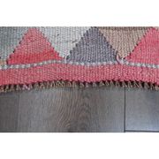 1970s Vintage Turkish Oushak Handmade Wool Cotton Pink Runner Rug 93X323
