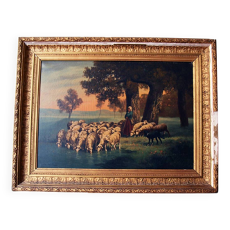 Oil on canvas Hector MERLE framed 19th century