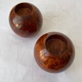 Paire de bougeoirs en loupe de Thuya