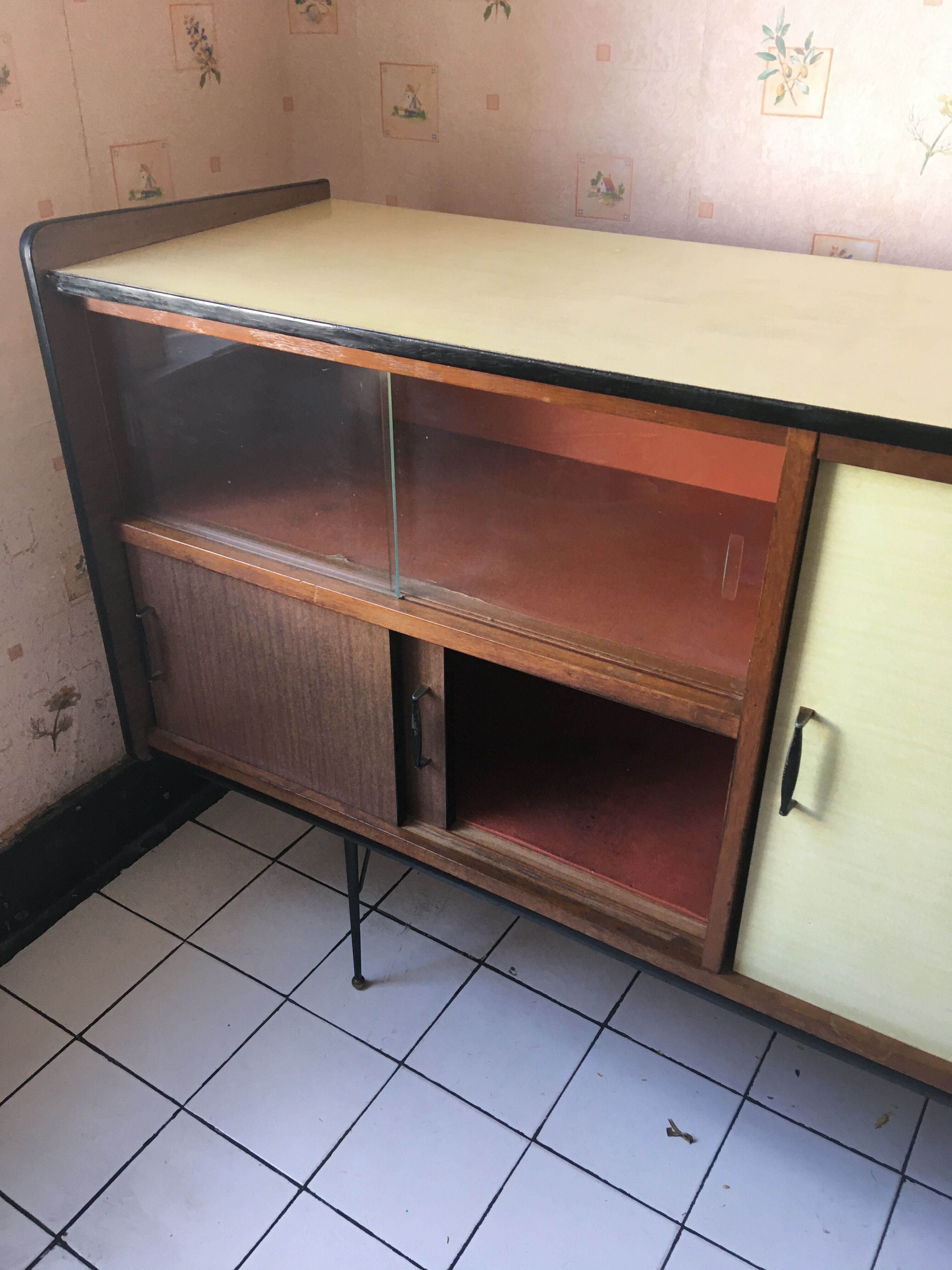Yellow formica sideboard