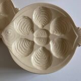 set of 6 oyster plates in ivory Gien earthenware 1960