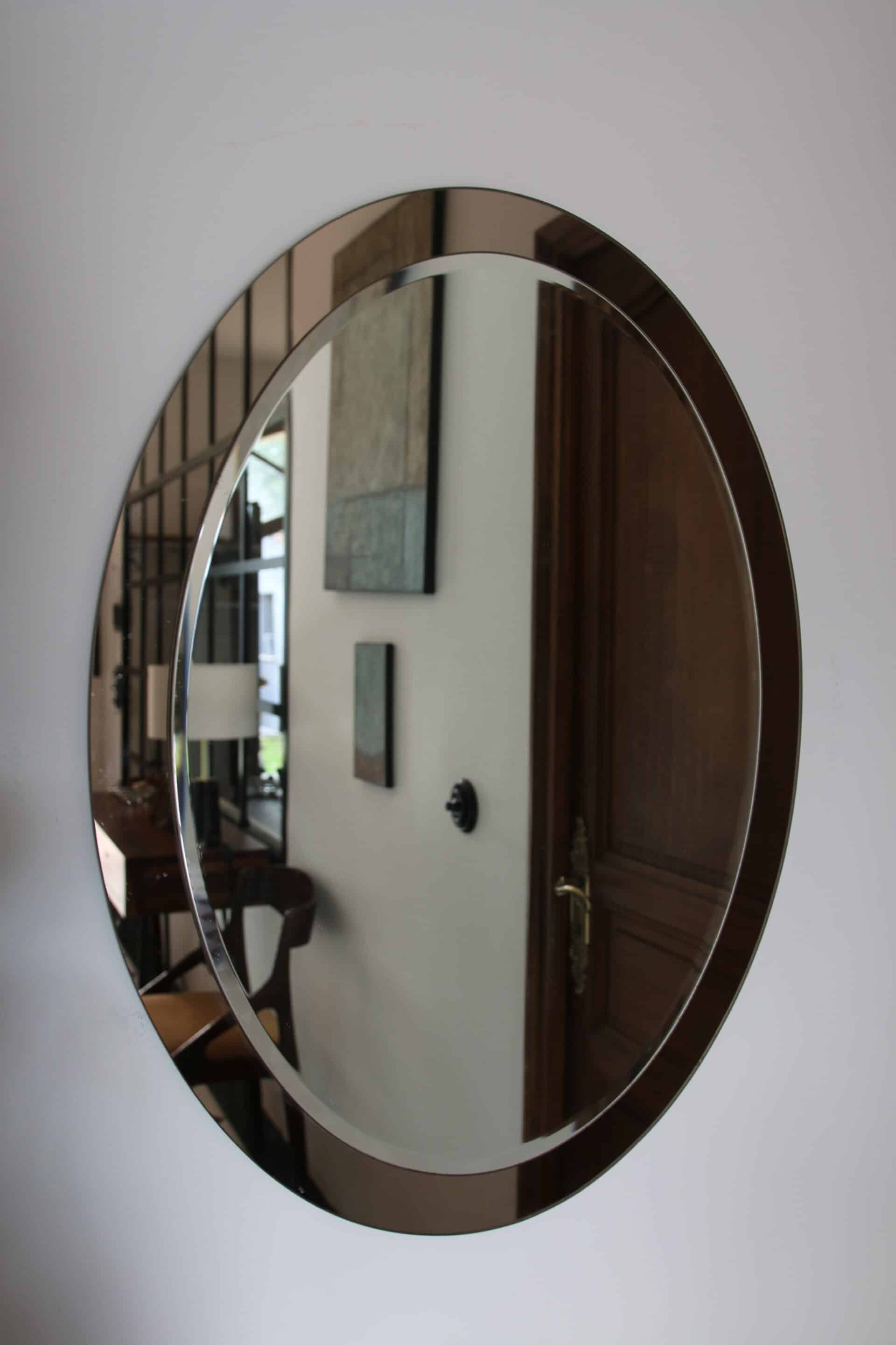 Vintage smoked bevelled mirror, in the style of Antonio Lupi, 70s.