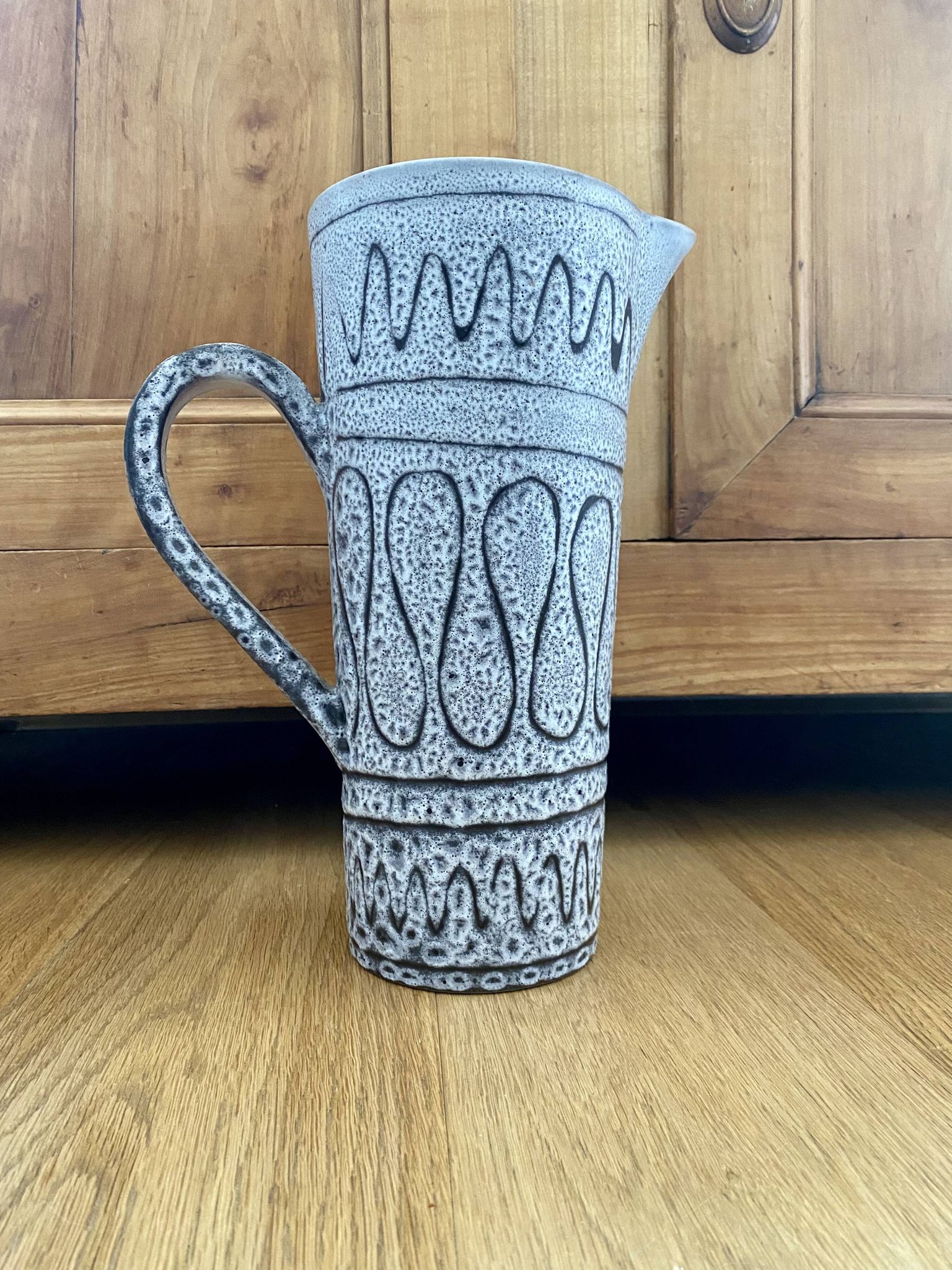 Ceramic pitcher Jean Austruy gray black and white