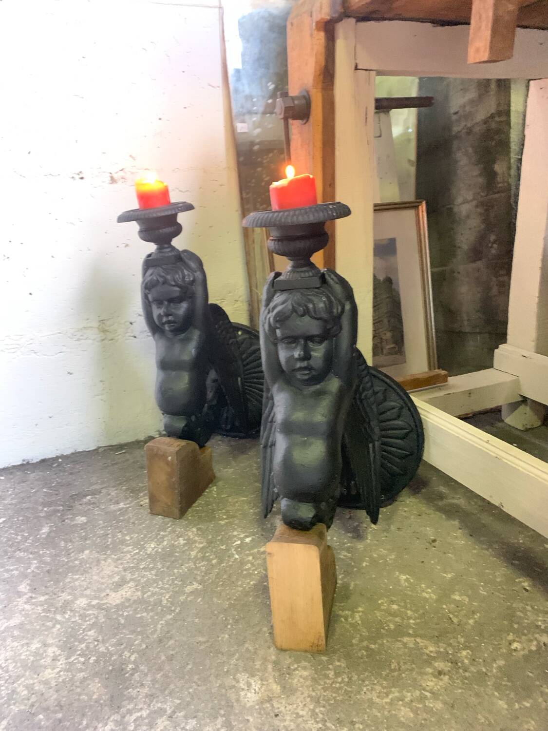 Pair of garden candlesticks