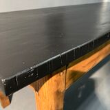 Oak farmhouse table, black top