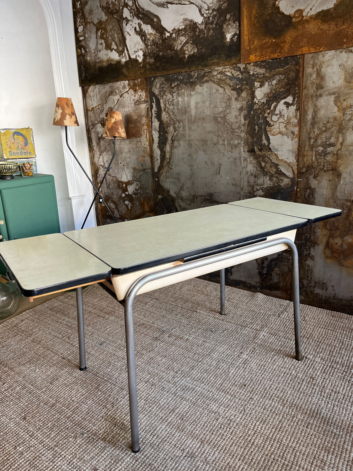 Formica and chrome extension table 2 stools 2 chairs