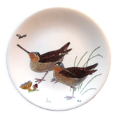 Assiette modèle gibier signée gien, les oiseaux de chasse, les bécasses