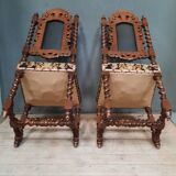 Pair of twisted oak chairs