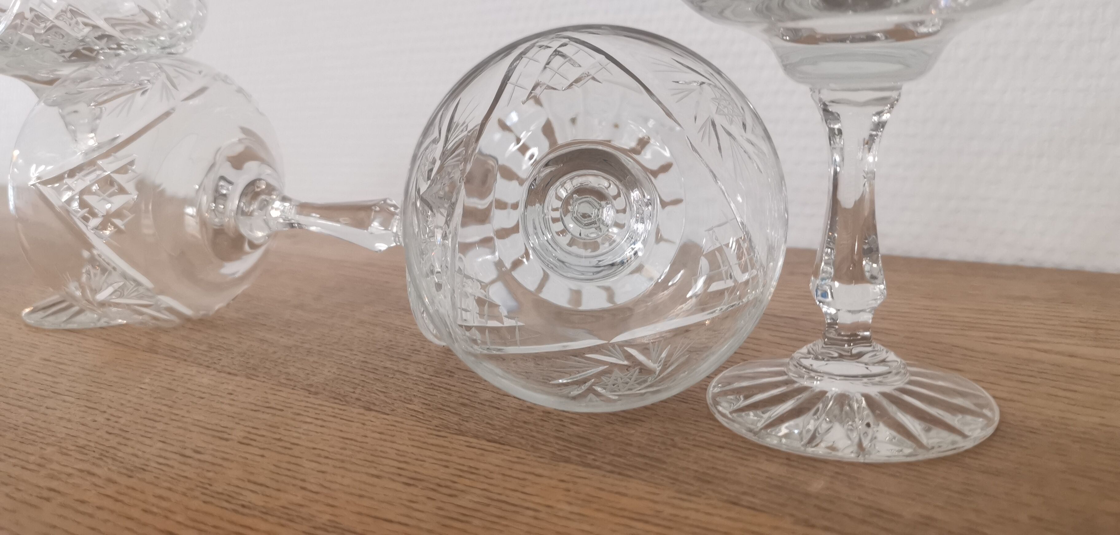 Cut crystal champagne glasses