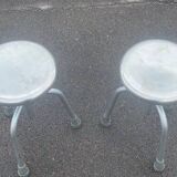 Set of adjustable Danish industrial metal stools, 1968