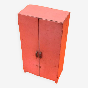 1950s doll furniture industrial cupboard pink lacquered sheet metal