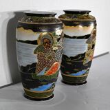 Pair of satsuma vases in japanese porcelain – early twentieth
