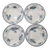 Lot de 4 assiettes à soupe de la faïencerie de Sarreguemines modèle Royat