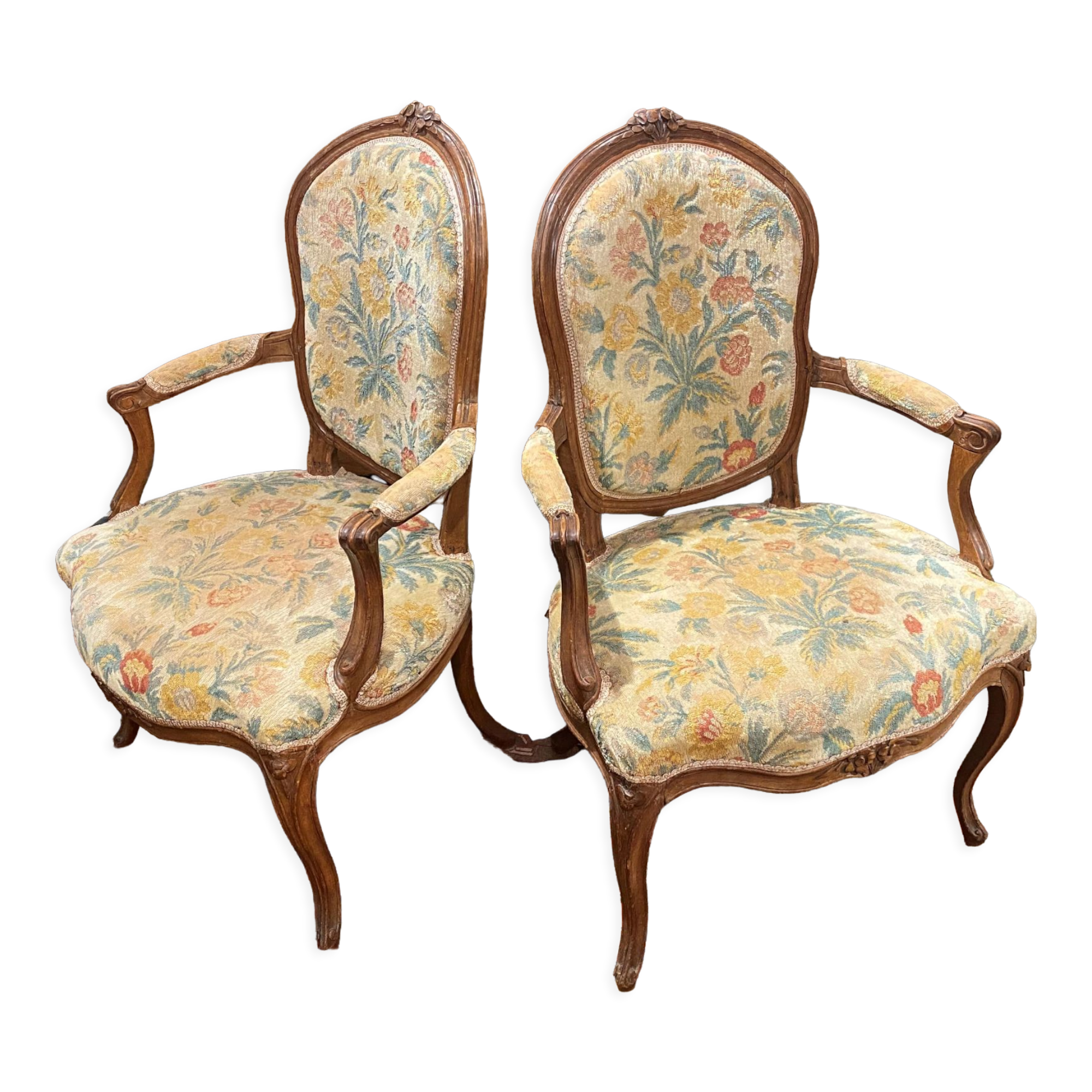 Paire de fauteuils d'époque Louis XV