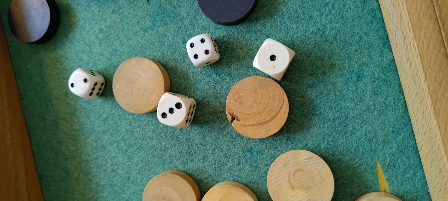 Vintage wooden checkers and backgammon set