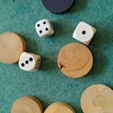 Vintage wooden checkers and backgammon set