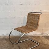 Ensemble de 4 chaises mr10 en rotin de mies van der rohe