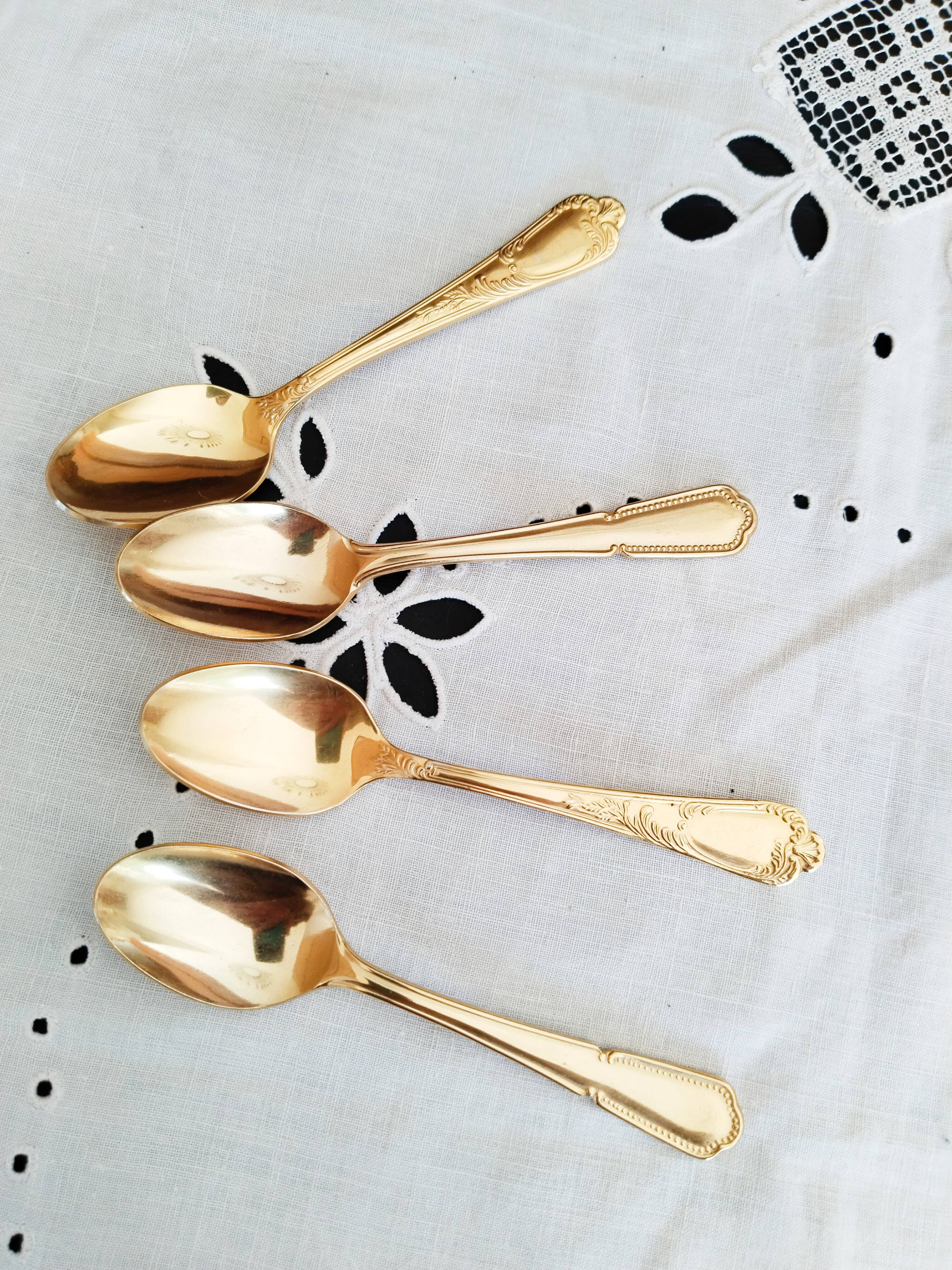 Golden teaspoons, vintage 70s