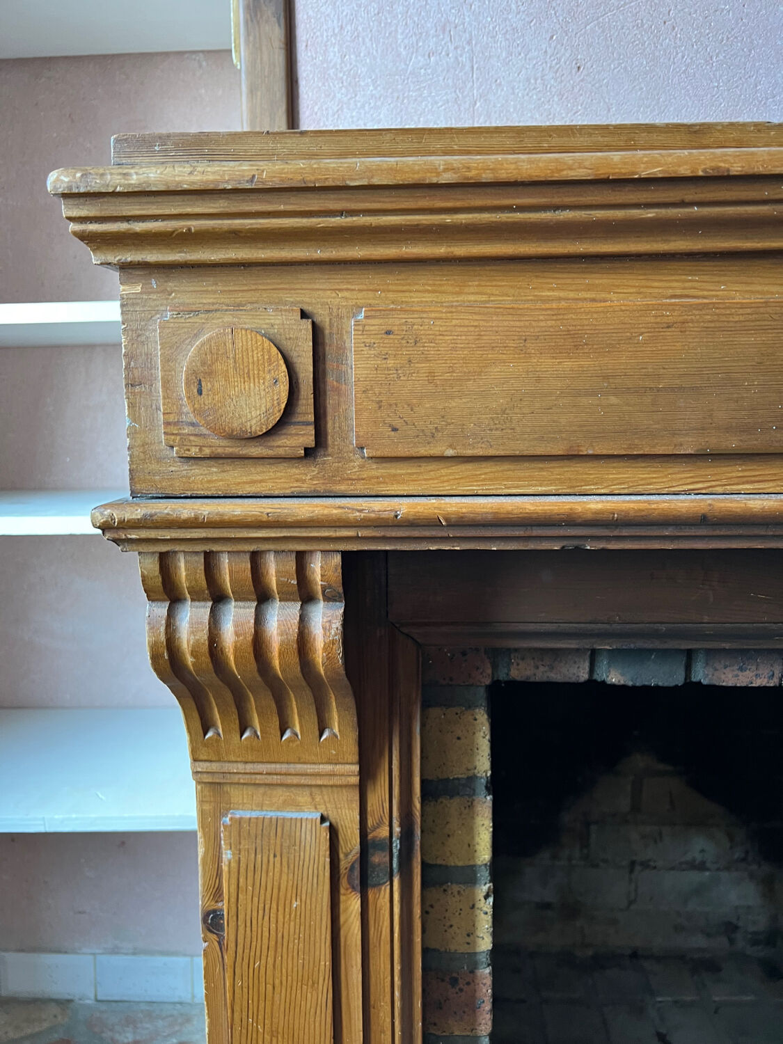 Wooden fireplace mantle