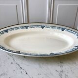 large oval dish in Terre de Fer Longwy model Bellanger late 19th century