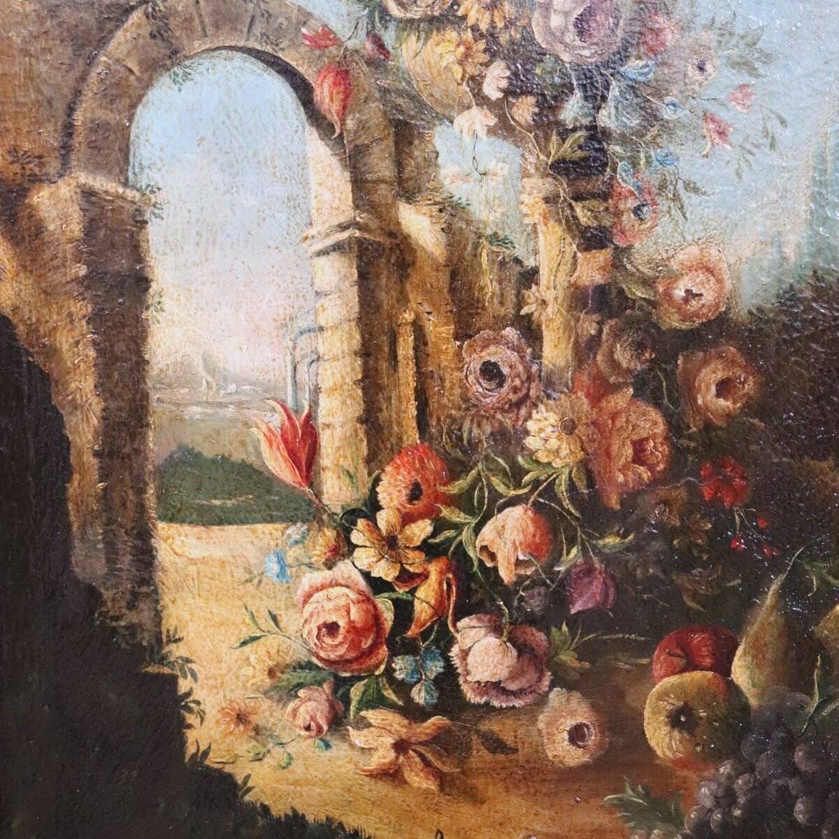 Nature morte antique, huile sur toile, Italie, 19e siècle