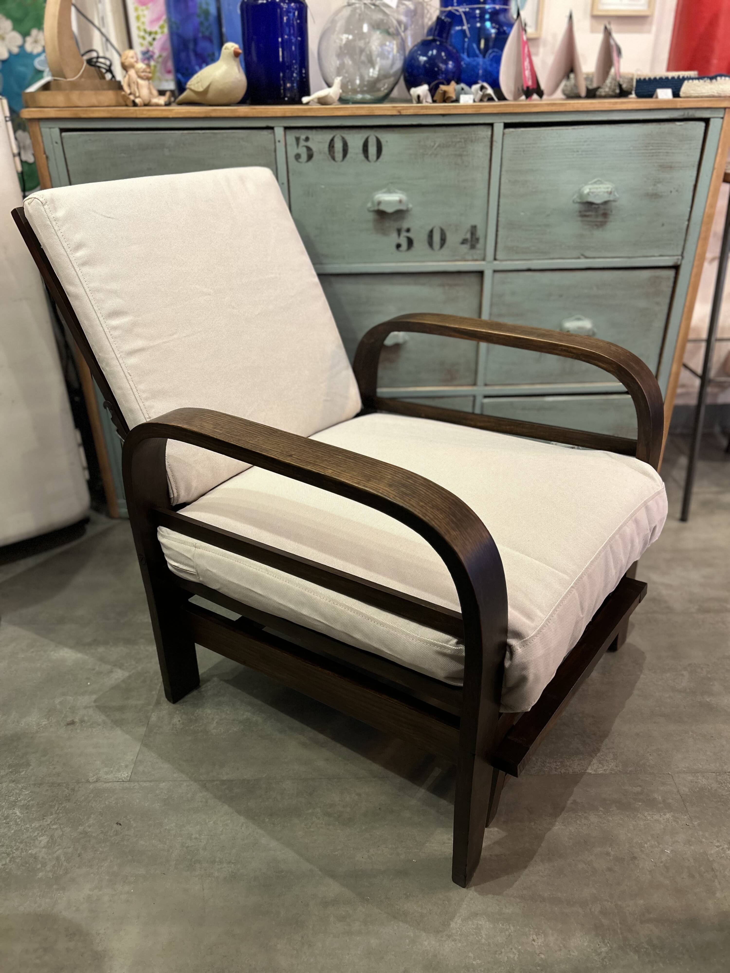 Multi-position relaxation armchair from the 1930s/40s in teak.