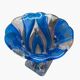 Vase en verre bleu cobalt et transparent – Forme de fleur – 19 x 18 cm