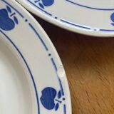 Deep plates with blue apple pattern