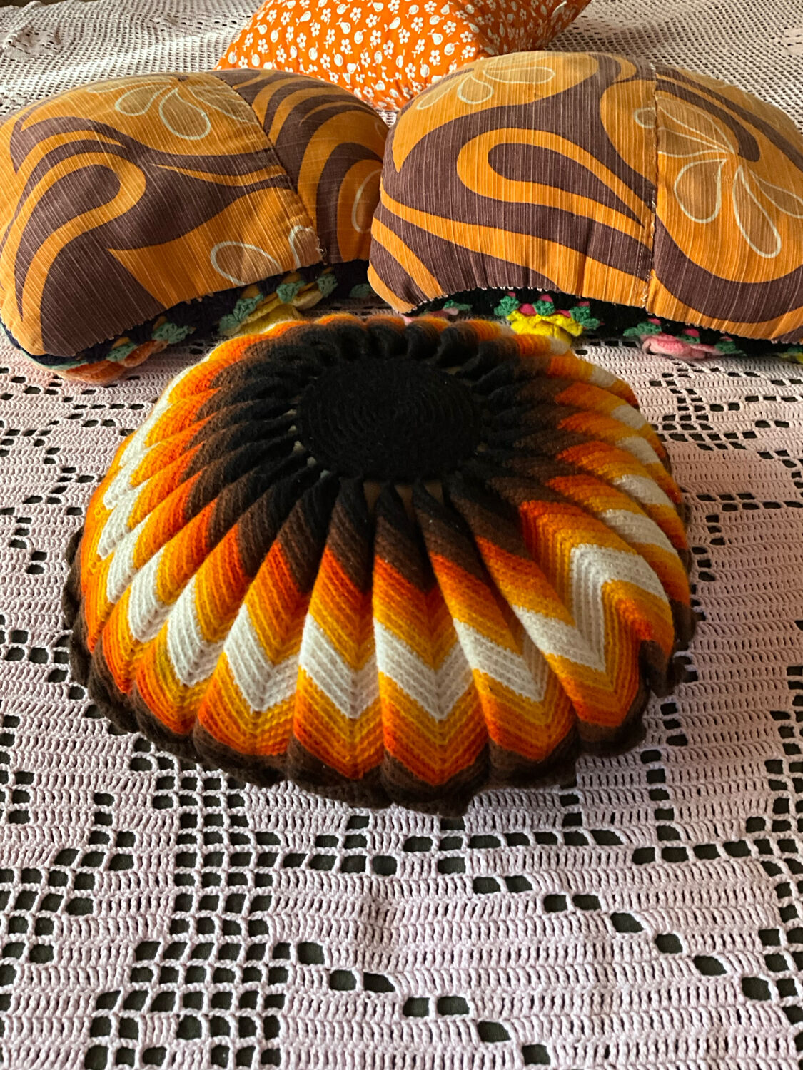 Vintage knitted cushion