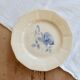 Antique flat plate, ironstone Digoin ivory - Blue rose decoration