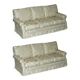 Pair of Howard & Son's style sofas in floral patterned silk blend.