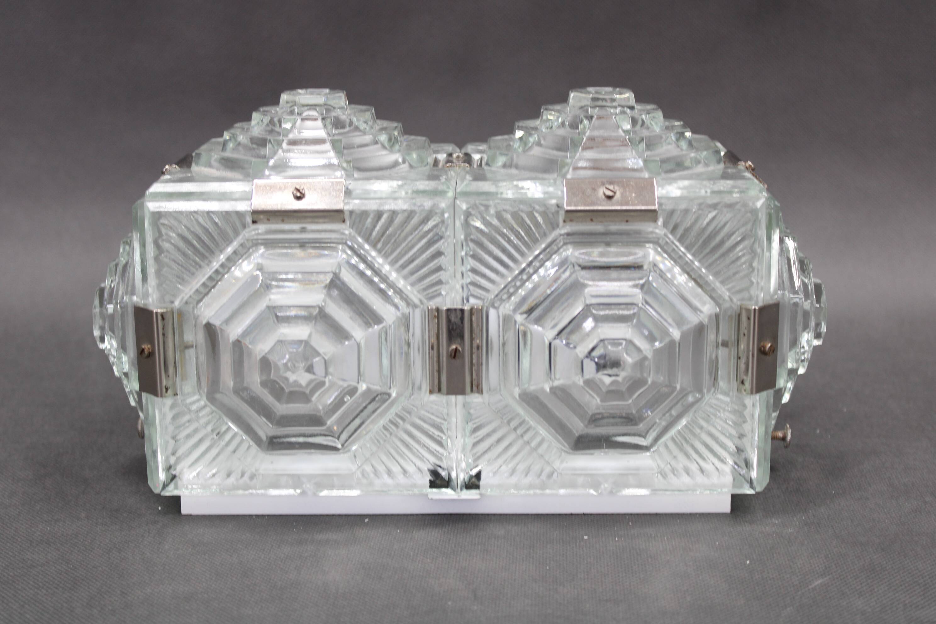 1970s Brutalist Wall Glass Light by Kamenicky Senov, Czechoslovakia