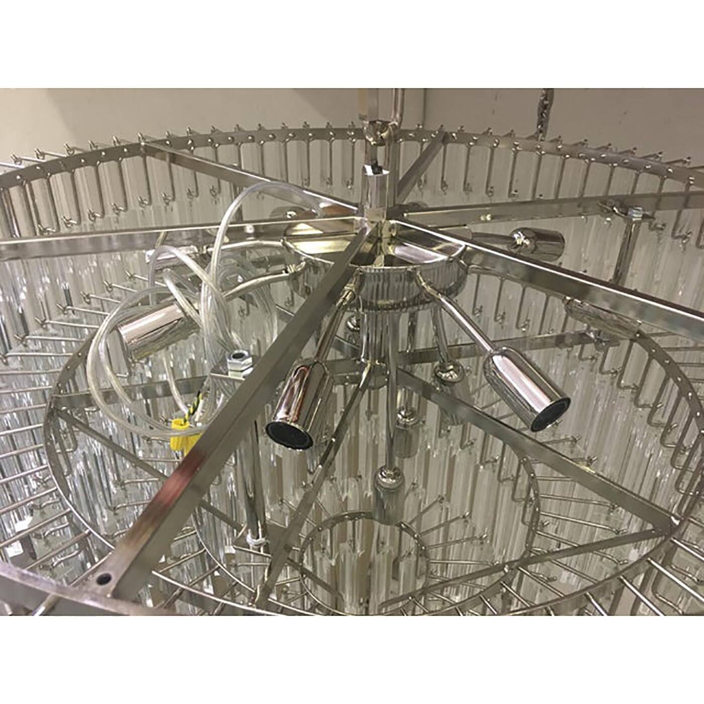 Set of 2 Clear Triedro Murano Glass Chandelier in Venini Style