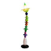 Style moderniste sculptural sol en verre multicolore vert, violet et ambre
