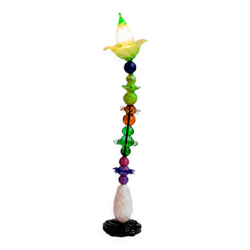 Sculptural Modernist Style Green, Purple and Amber Multicolored Glass Floor