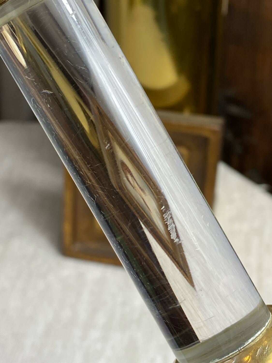 Brass and Lucite Candle Holder