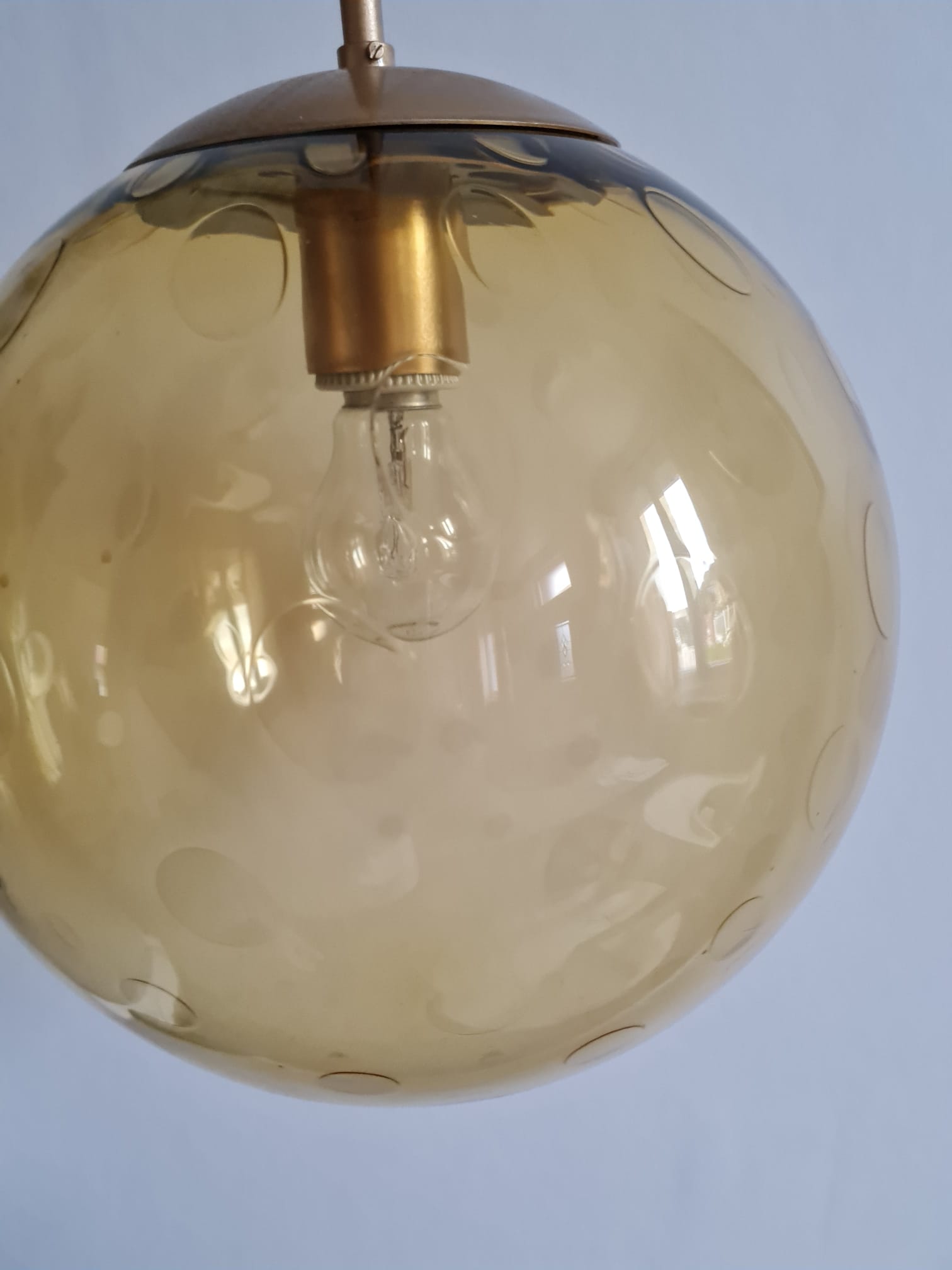 Suspension globe glass smokes amber bubble Peill & Putzler space age