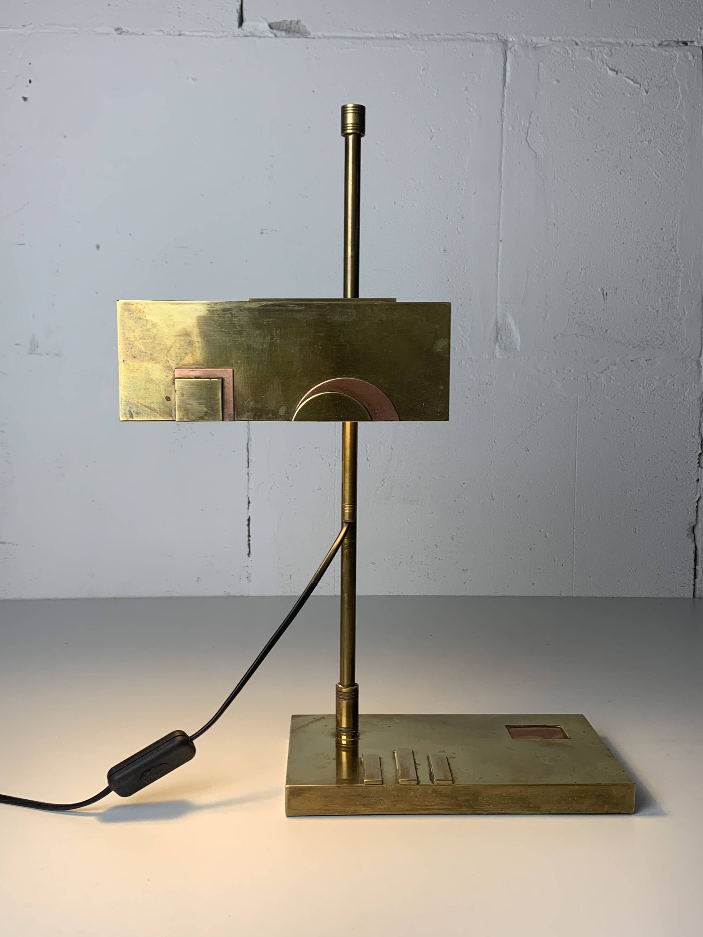 Brass Bauhaus Art Deco architectural Marcel Breuer style desk or table lamp