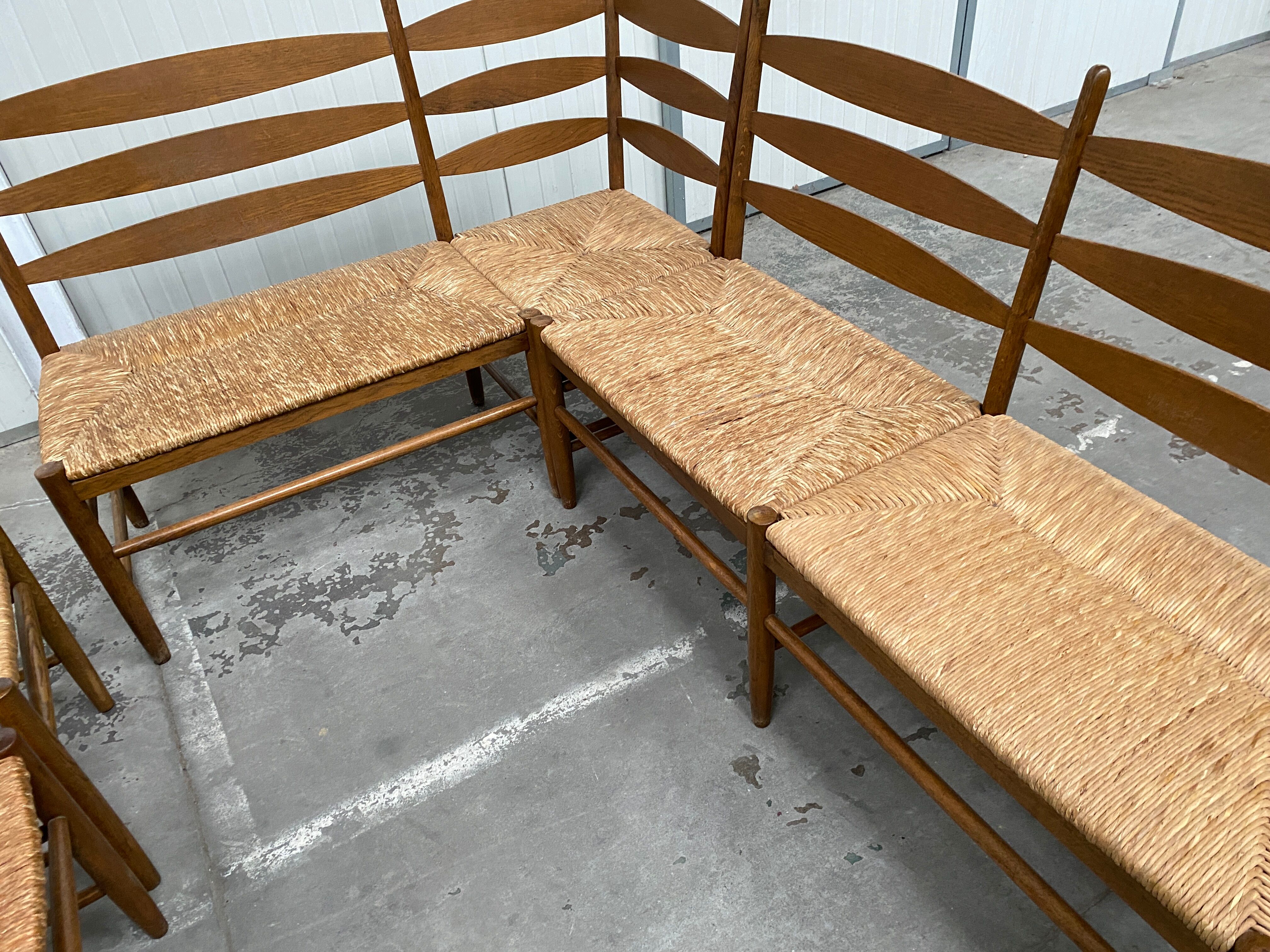 Oak and wicker dining set, 1960s