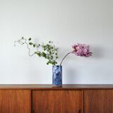 Blue and white glazed Ceramic Vase by Valholm Keramik, Denmark