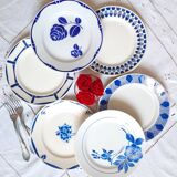 Old mismatched earthenware dinner plates