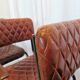 Set of 4 Vintage Quilted Leather Dining Chairs: Black Metal Base