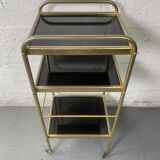 Small rolling trolley in brass and black plastic