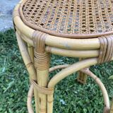 Vintage rattan and cane side table