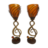 Pair of vintage musical note table lamps