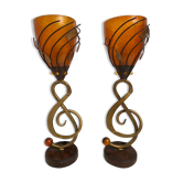 Pair of vintage musical note table lamps