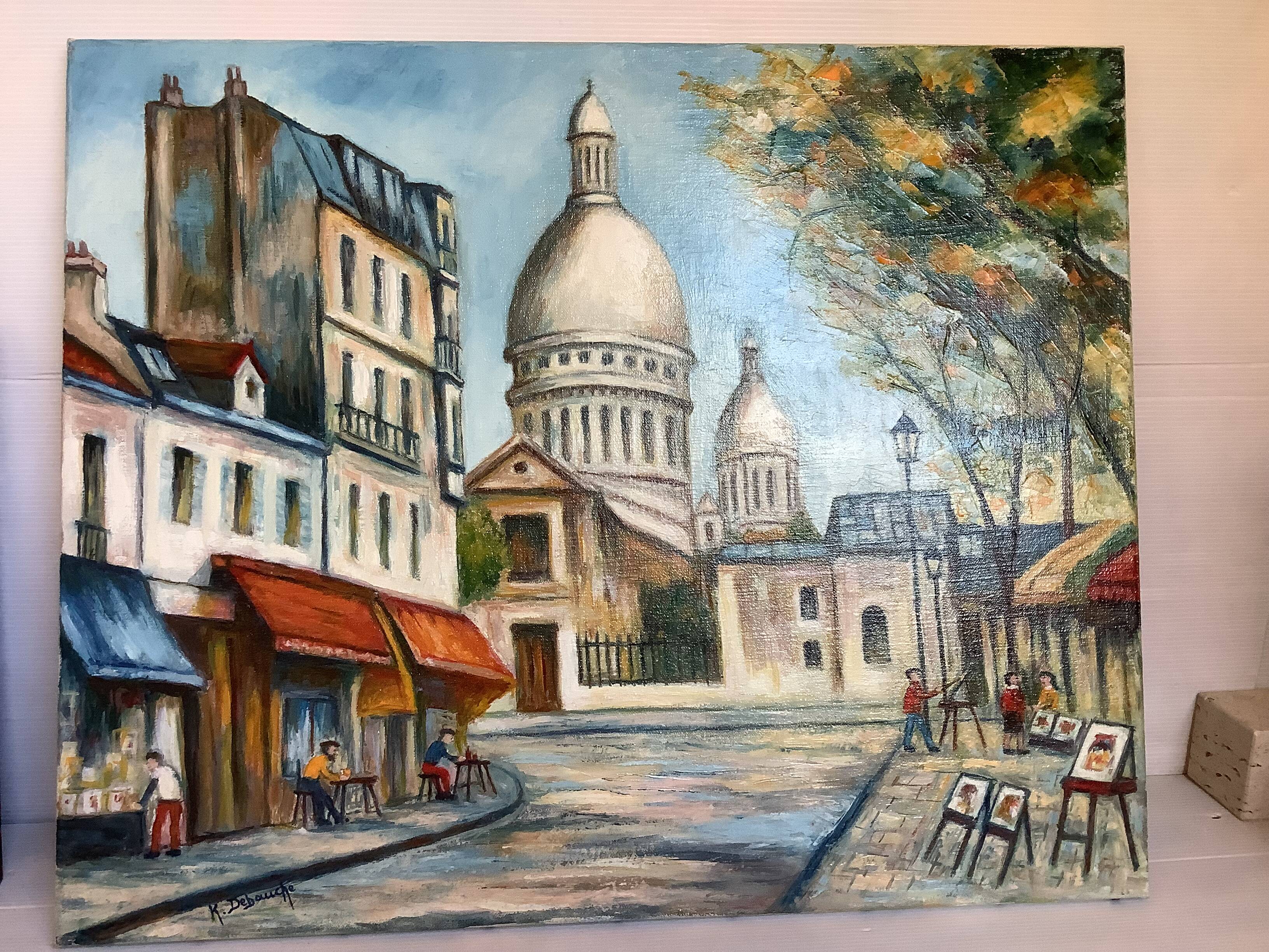 Painting view of Paris oil on canvas signed