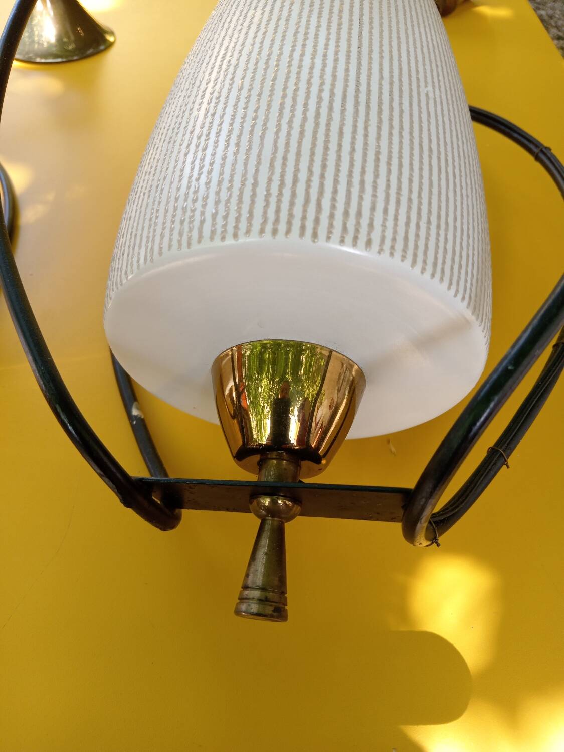 Pair of opaline glass pendant lights