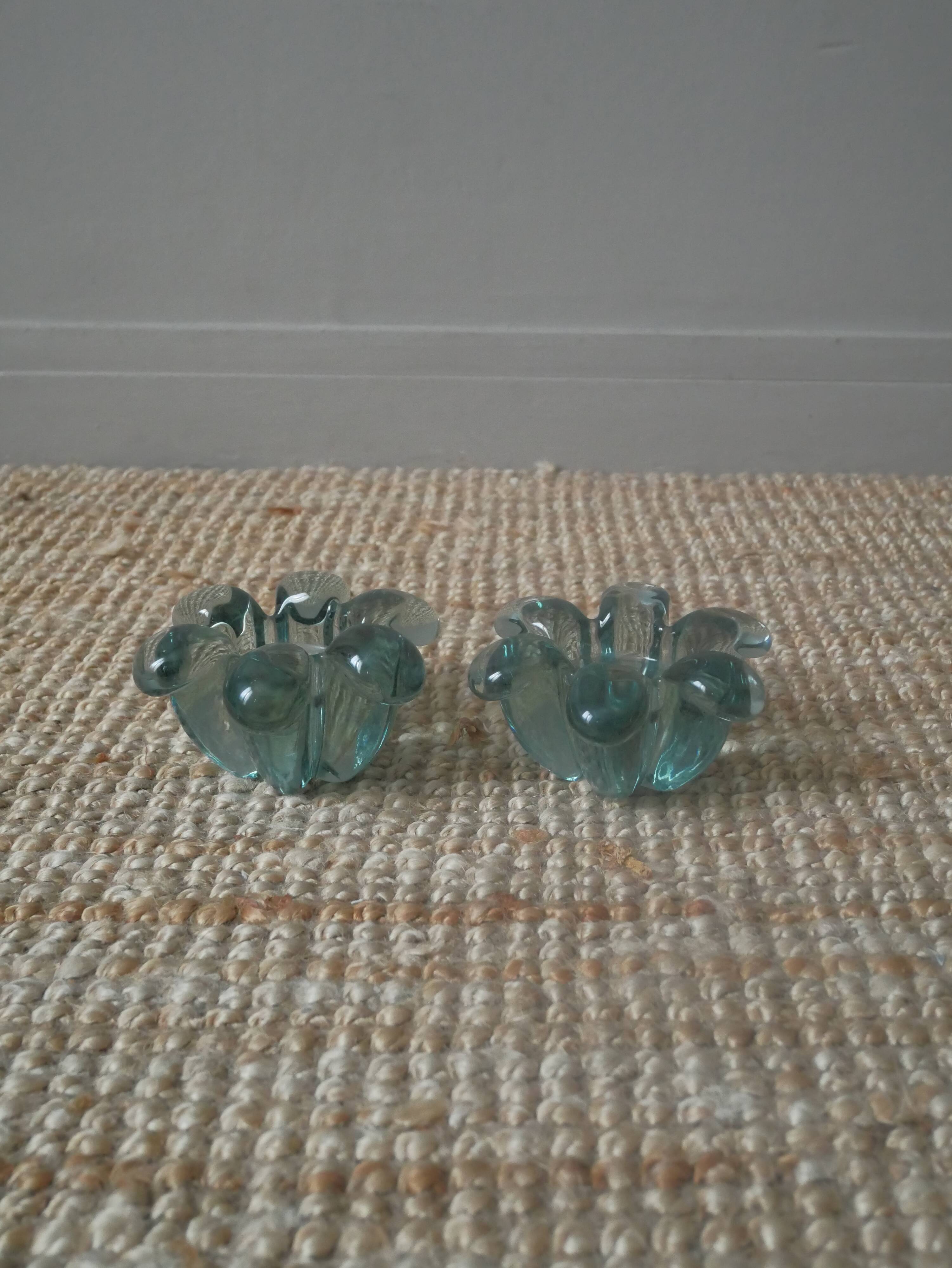 Pair of handcrafted blown glass candlesticks candelabra candlesticks crafts