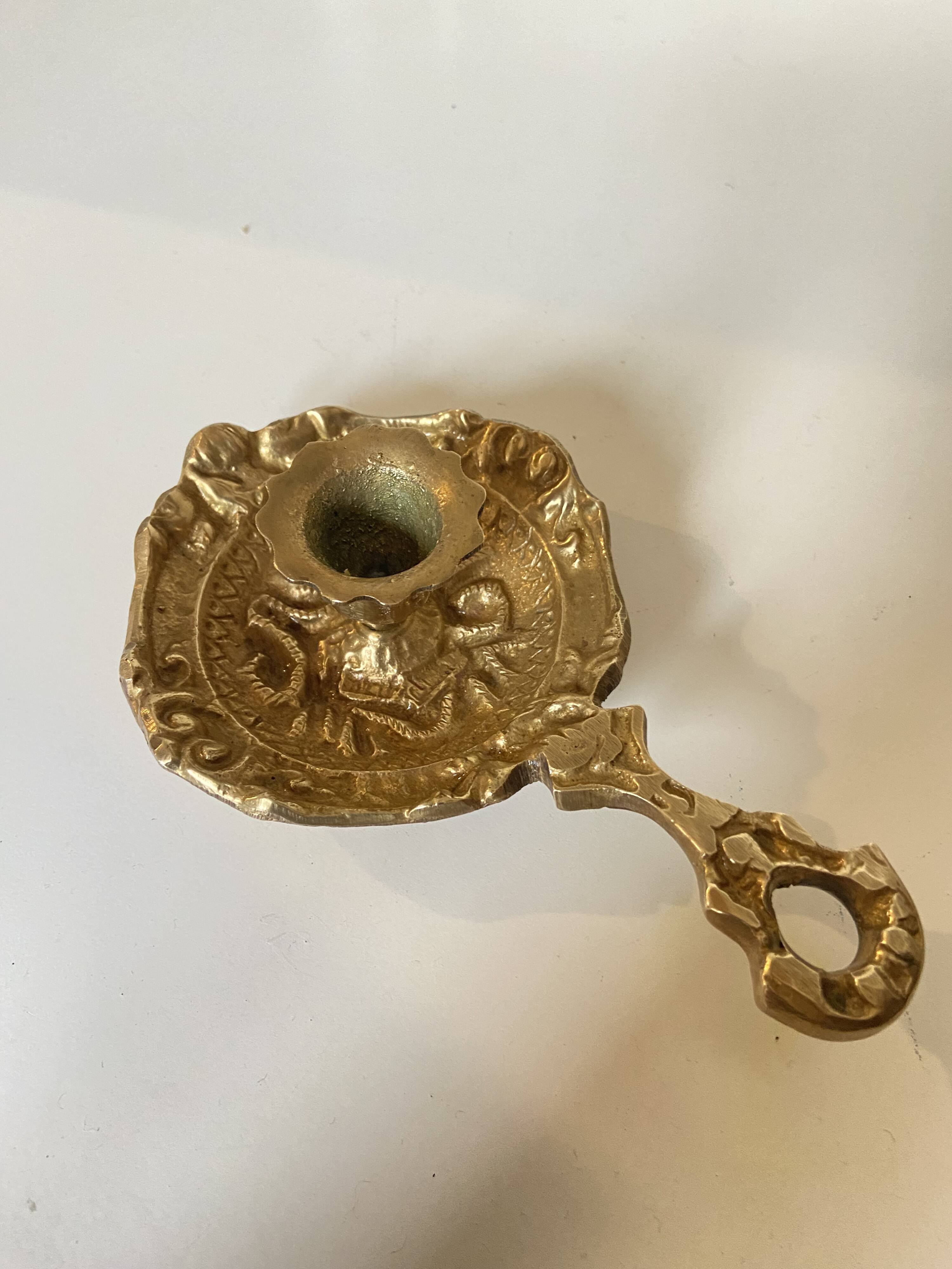Antique Brass Candle Holder "Cell Rat" - Rustic Elegance